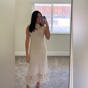 Finders Keepers Cream Knitted Midi Dress